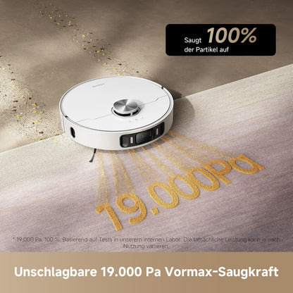 dreame L40 Ultra AE Saugroboter mit Wischfunktion, 19.000 Pa Saugkraft, viele Bürsten und EIN Flexibler Wischmopp, nassen und trockenen Schmutz,Das All-in-1-Station entleert Staub