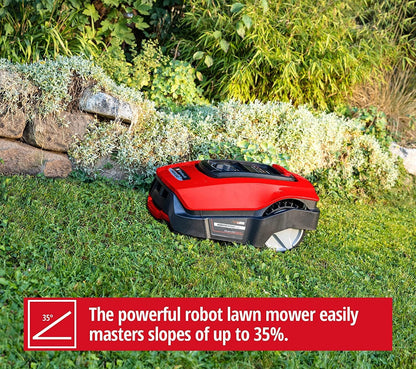 Einhell Mähroboter FREELEXO 1200 LCD BT (für bis zu 1200 m², Multizonen-Mäher, Bluetooth App-Steuerung, für Steigungen bis 35%, inkl. PXC-Akku und Installationszubehör)