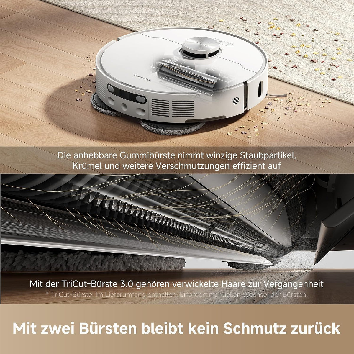 dreame L40 Ultra AE Saugroboter mit Wischfunktion, 19.000 Pa Saugkraft, viele Bürsten und EIN Flexibler Wischmopp, nassen und trockenen Schmutz,Das All-in-1-Station entleert Staub
