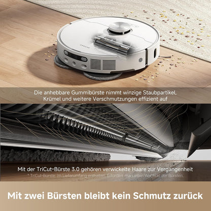 dreame L40 Ultra AE Saugroboter mit Wischfunktion, 19.000 Pa Saugkraft, viele Bürsten und EIN Flexibler Wischmopp, nassen und trockenen Schmutz,Das All-in-1-Station entleert Staub
