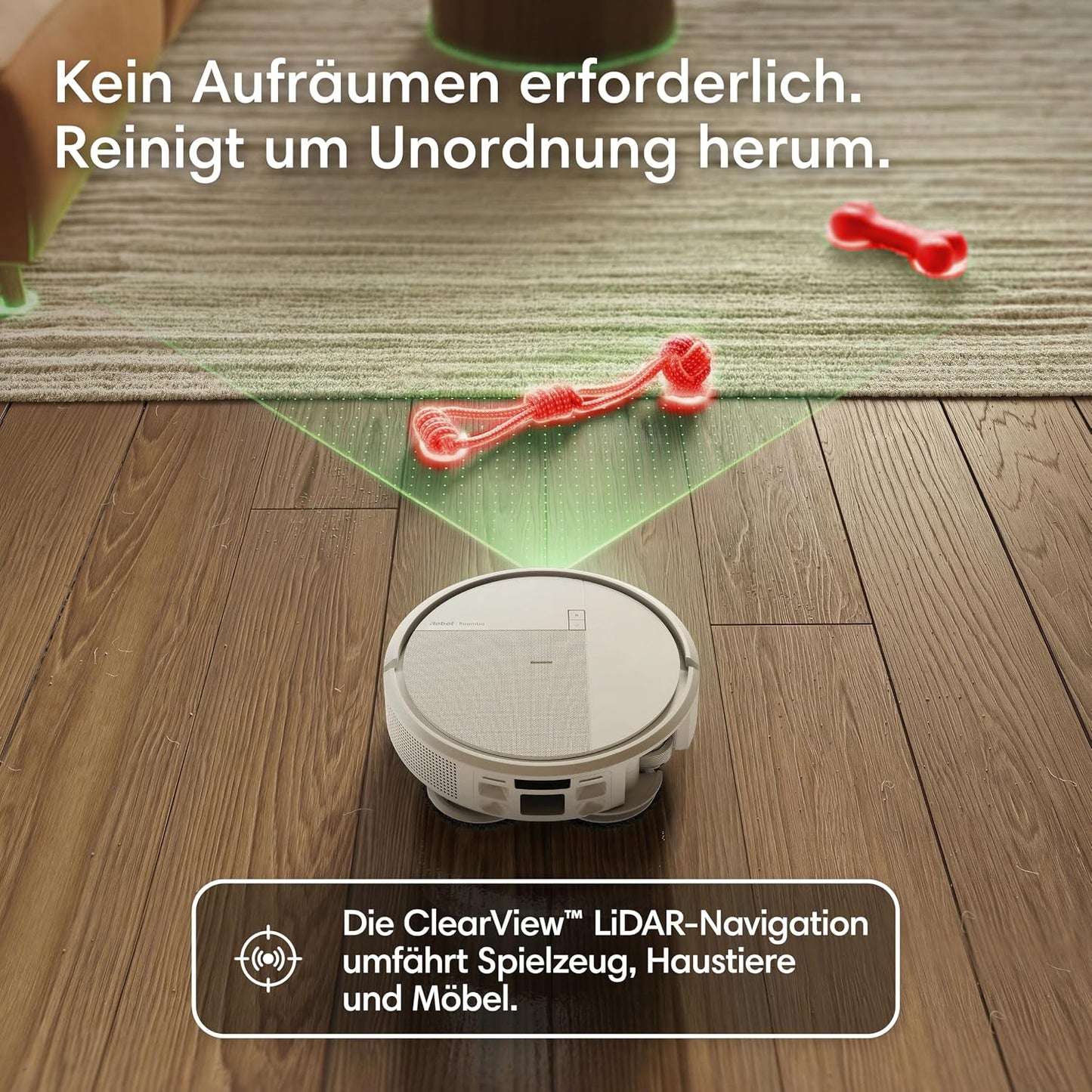 iRobot Roomba® Plus 515 Combo Roboter + AutoWash™ Station, 22Kpa, Multifunktions‑Station, Wäscht und trocknet die Wischpads bei heißer Temperatur, Clearview LiDAR, Entleert-Sich, Weiß